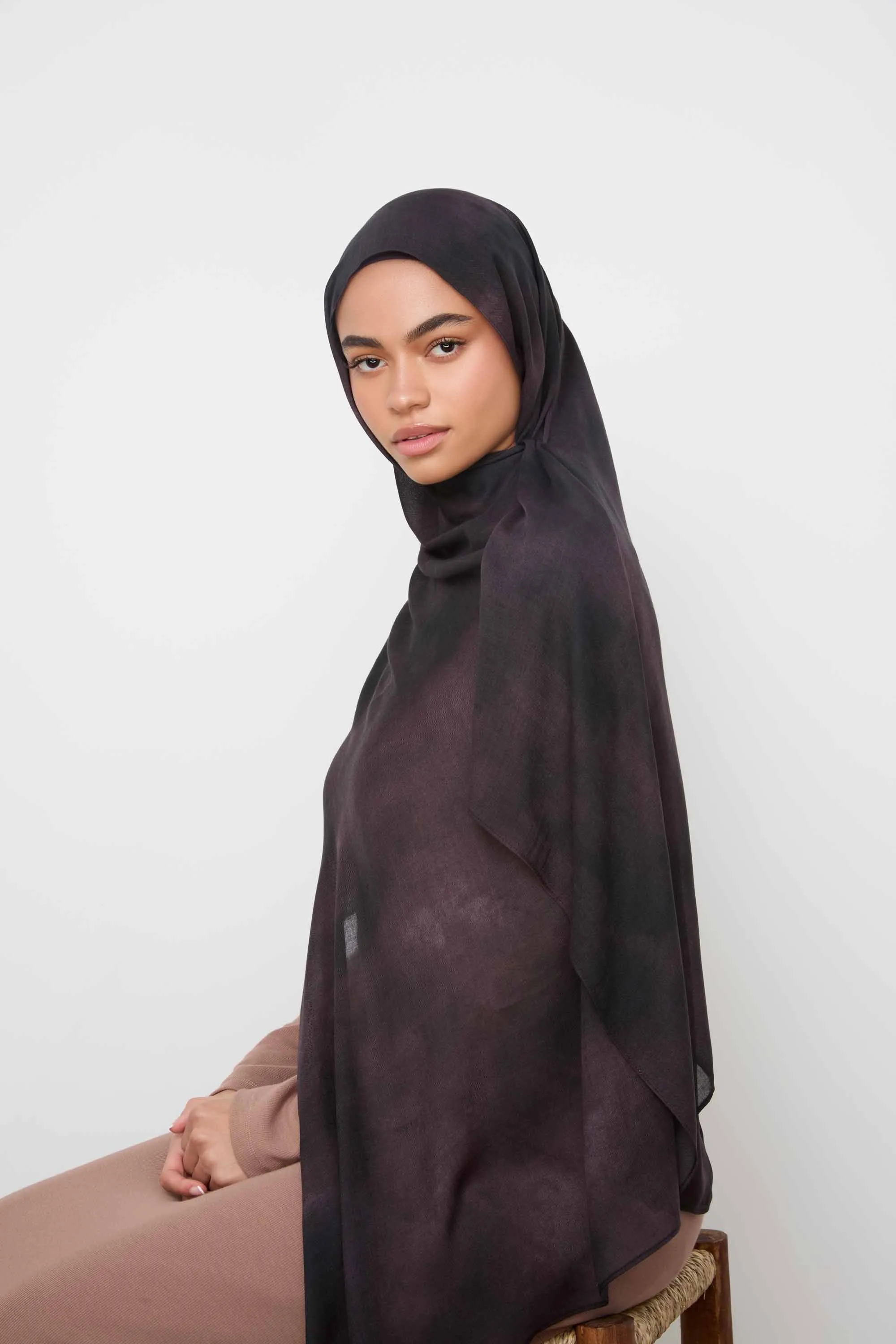 Printed Modal Hijab - Smoky Plum