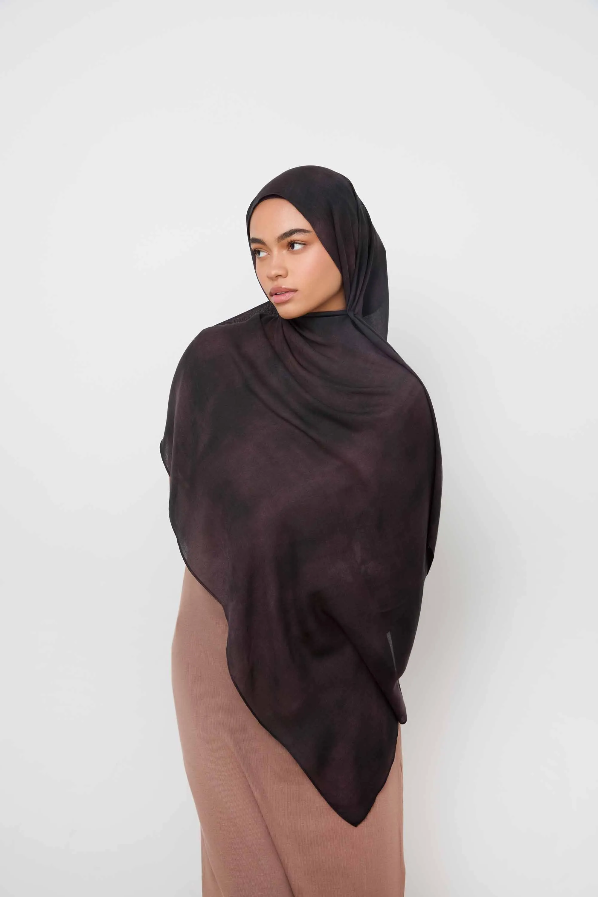 Printed Modal Hijab - Smoky Plum
