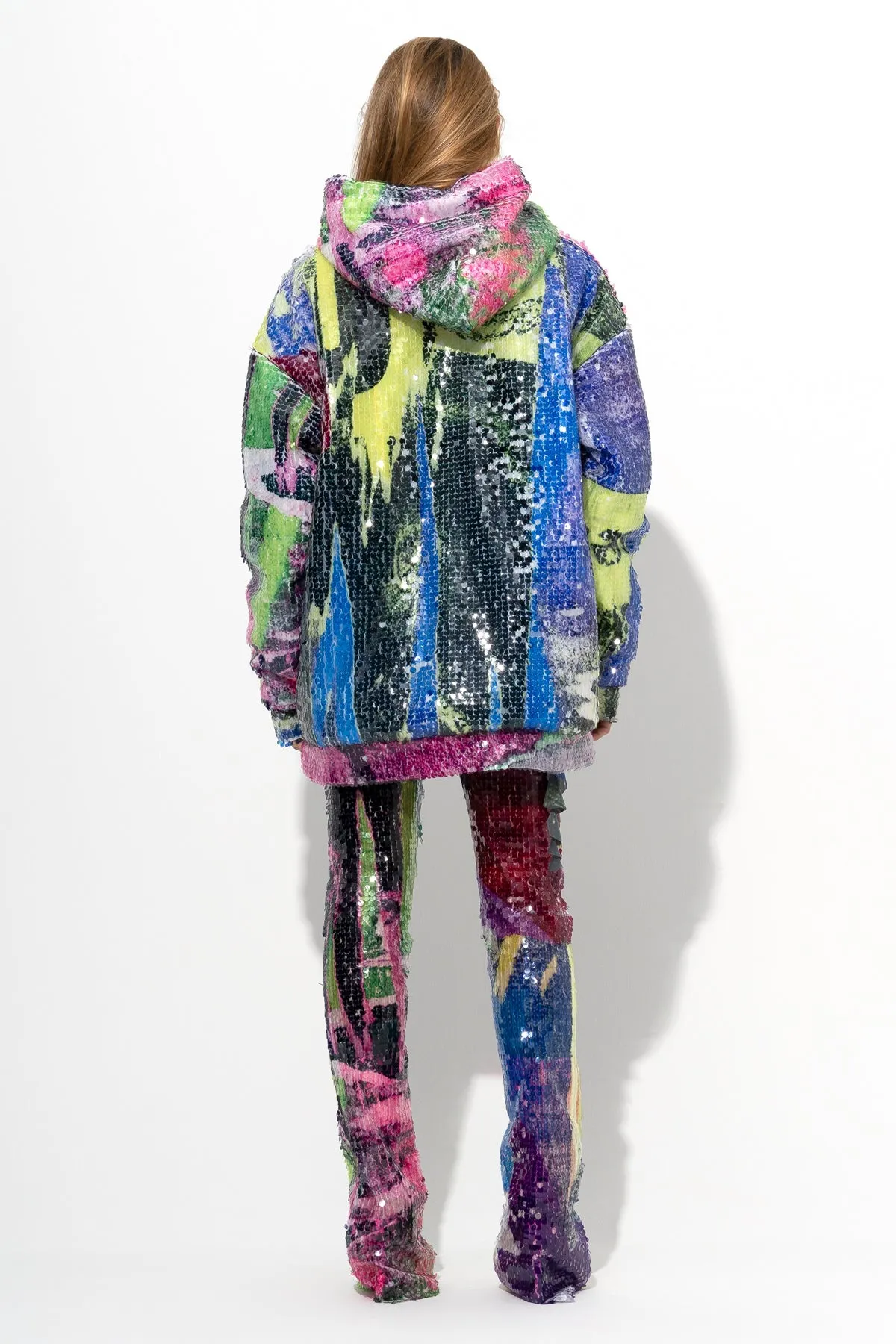 PRINTED SEQUIN HOODIE