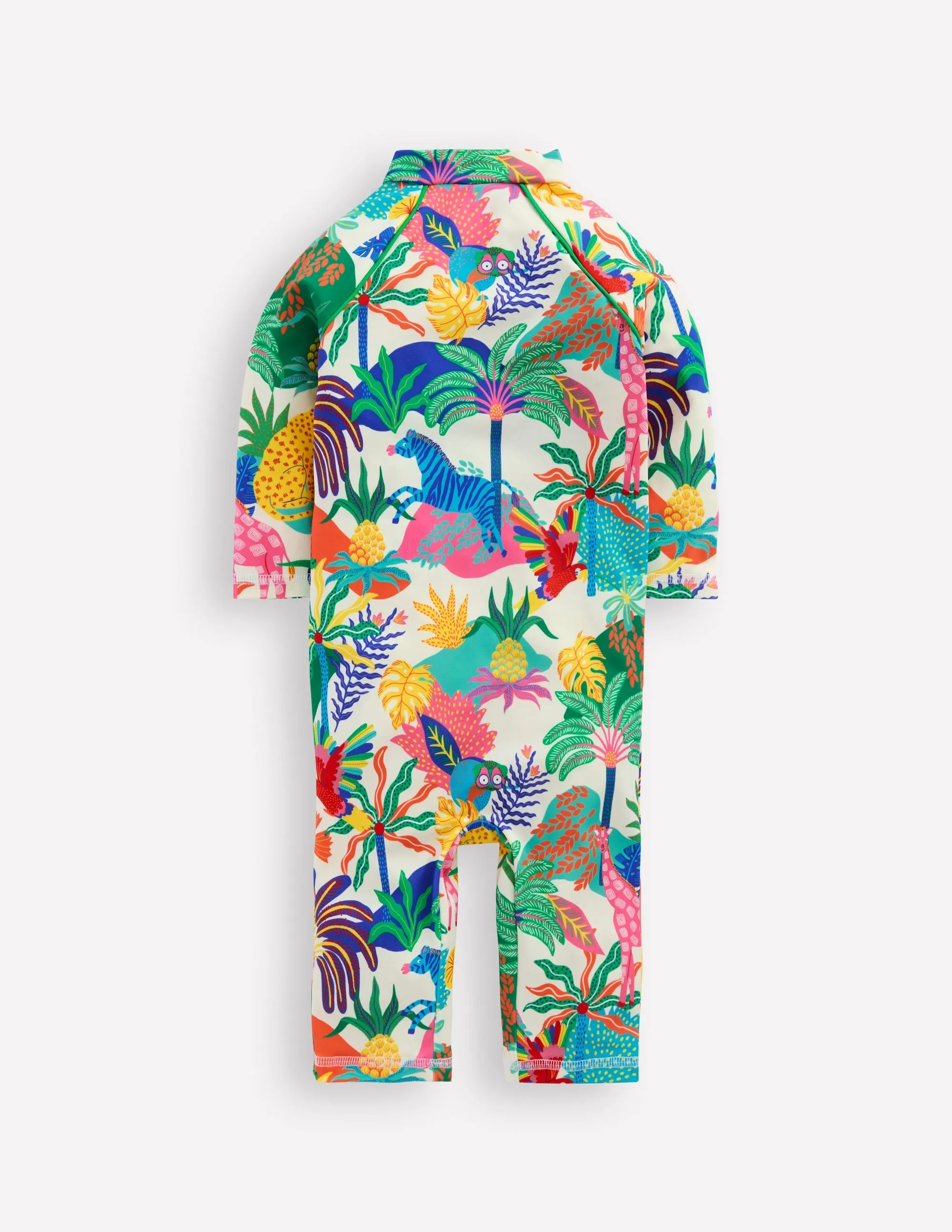 Printed Sun Safe Surfsuit-Soft Ivory Multi Jungle