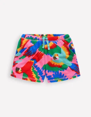 Printed Towelling Short-Multi Rainbow Parrot
