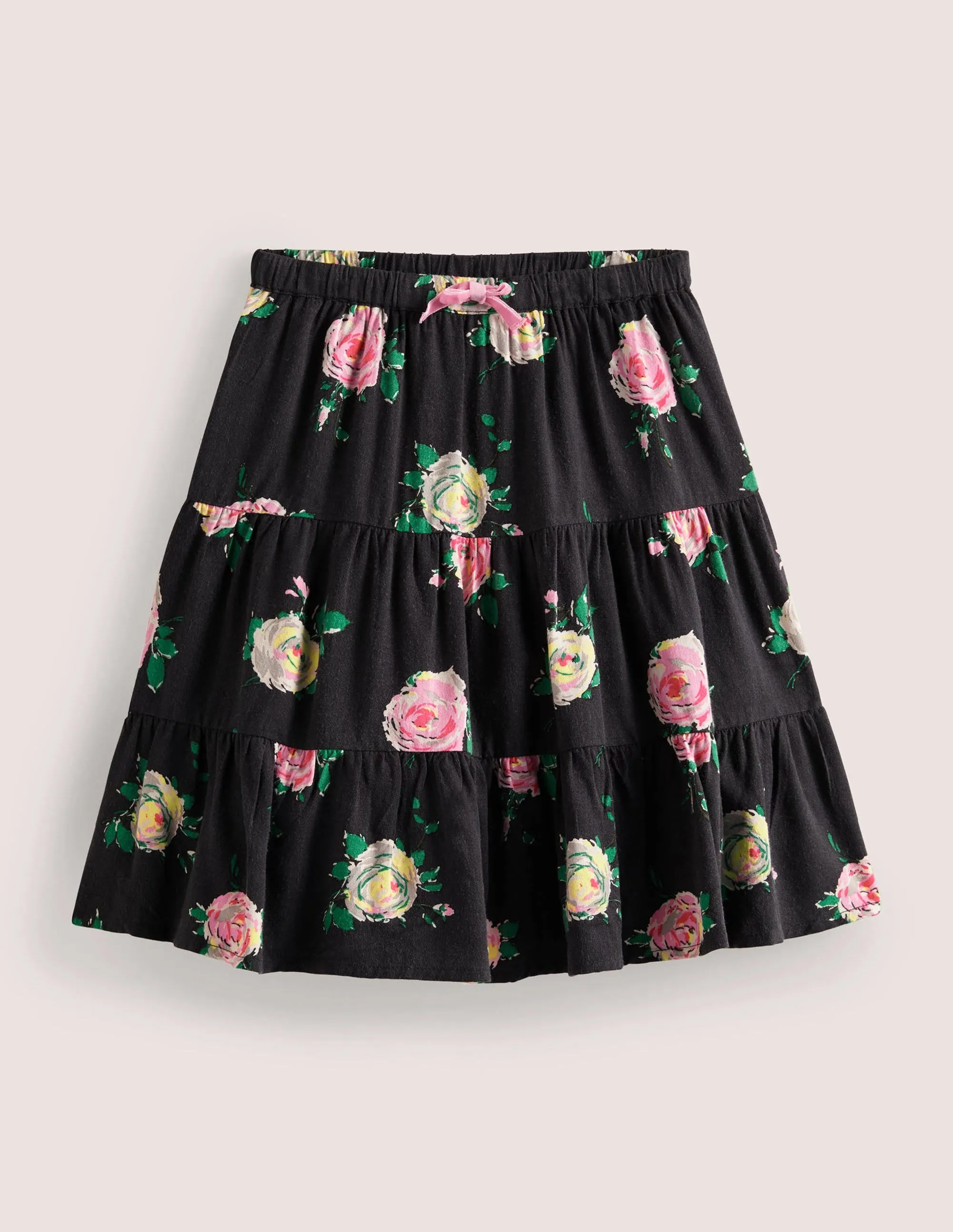 Printed Twirly Midi Skirt-Smoke Grey Floral