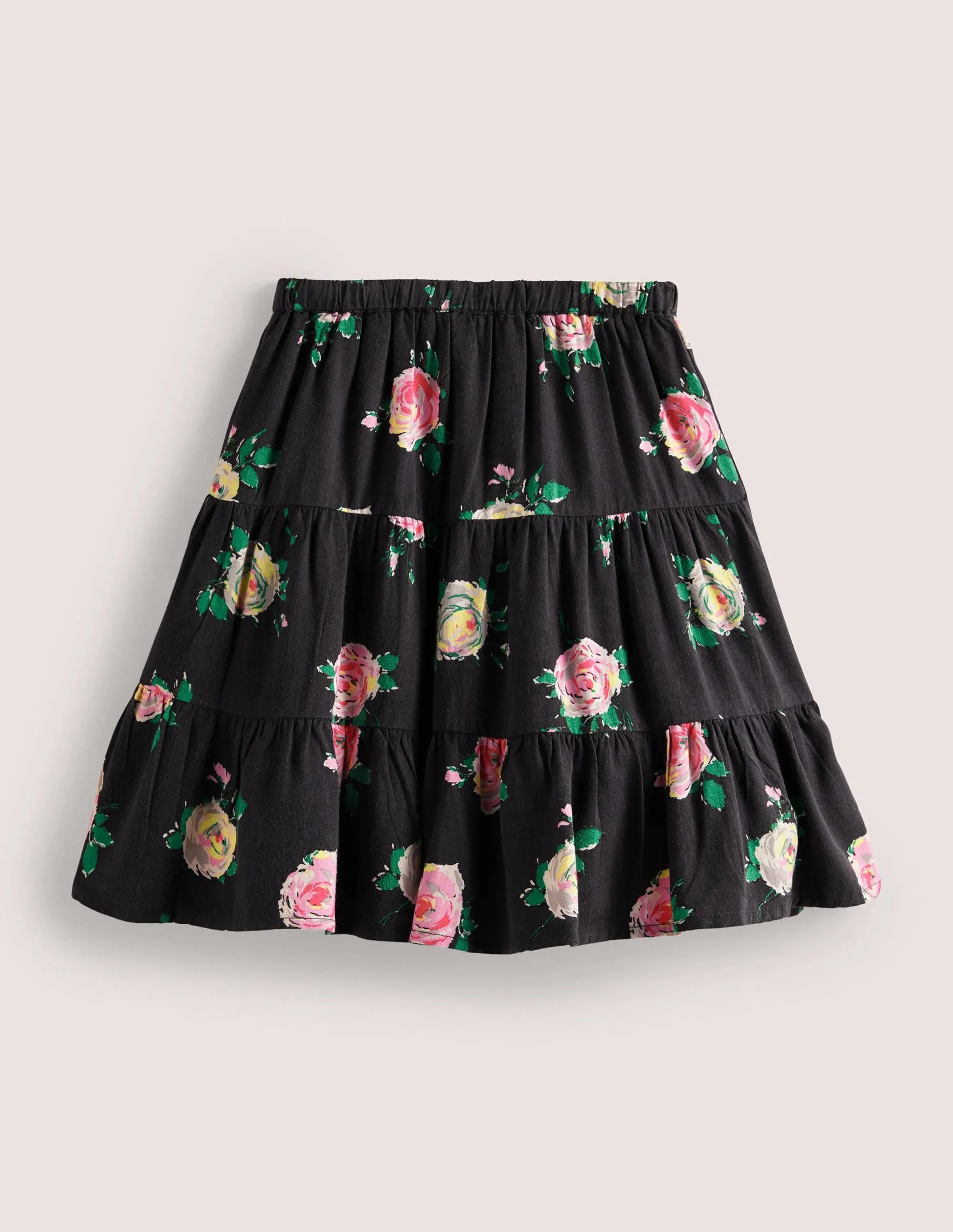 Printed Twirly Midi Skirt-Smoke Grey Floral