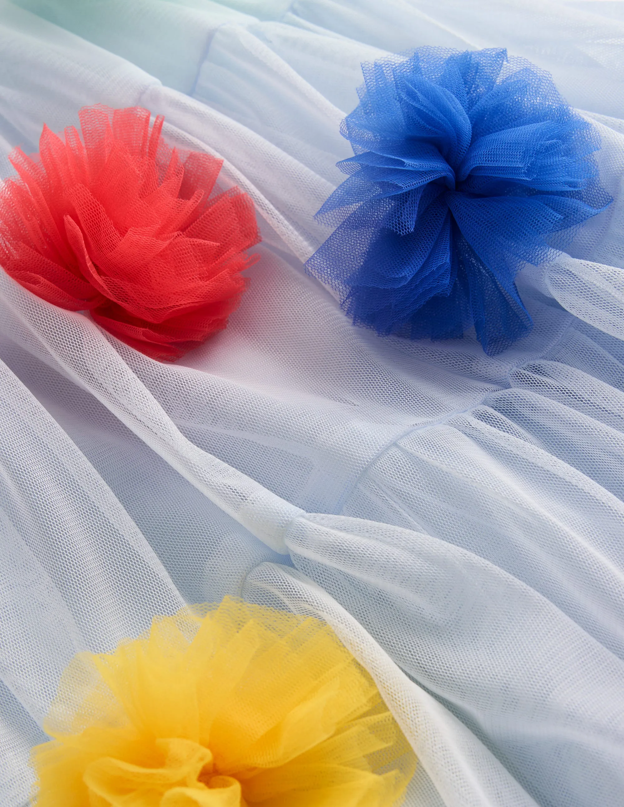 Rainbow Ombre Tulle Dress-Blue Multi Pom