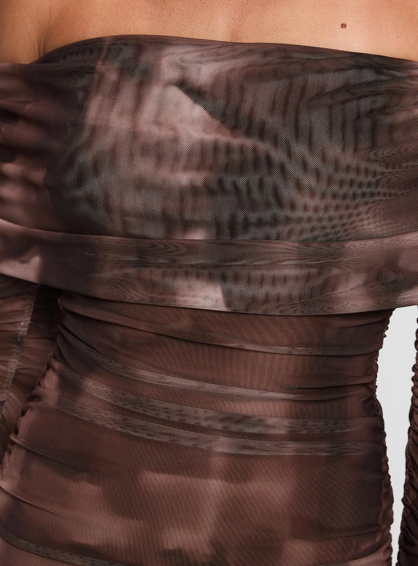 Raquella Long Sleeve Mini Dress Brown