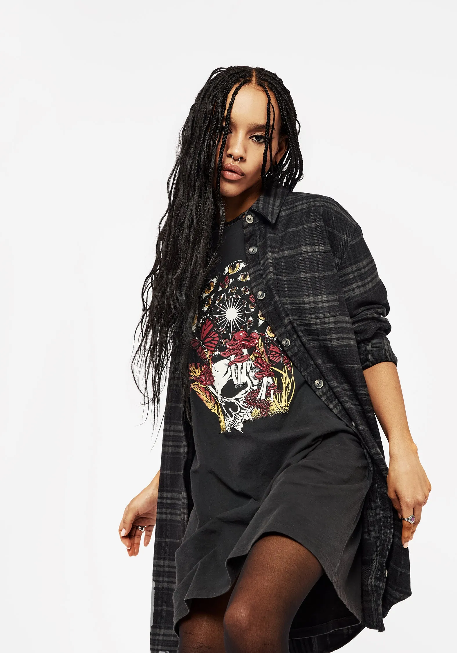 Reckless Check Longline Shirt
