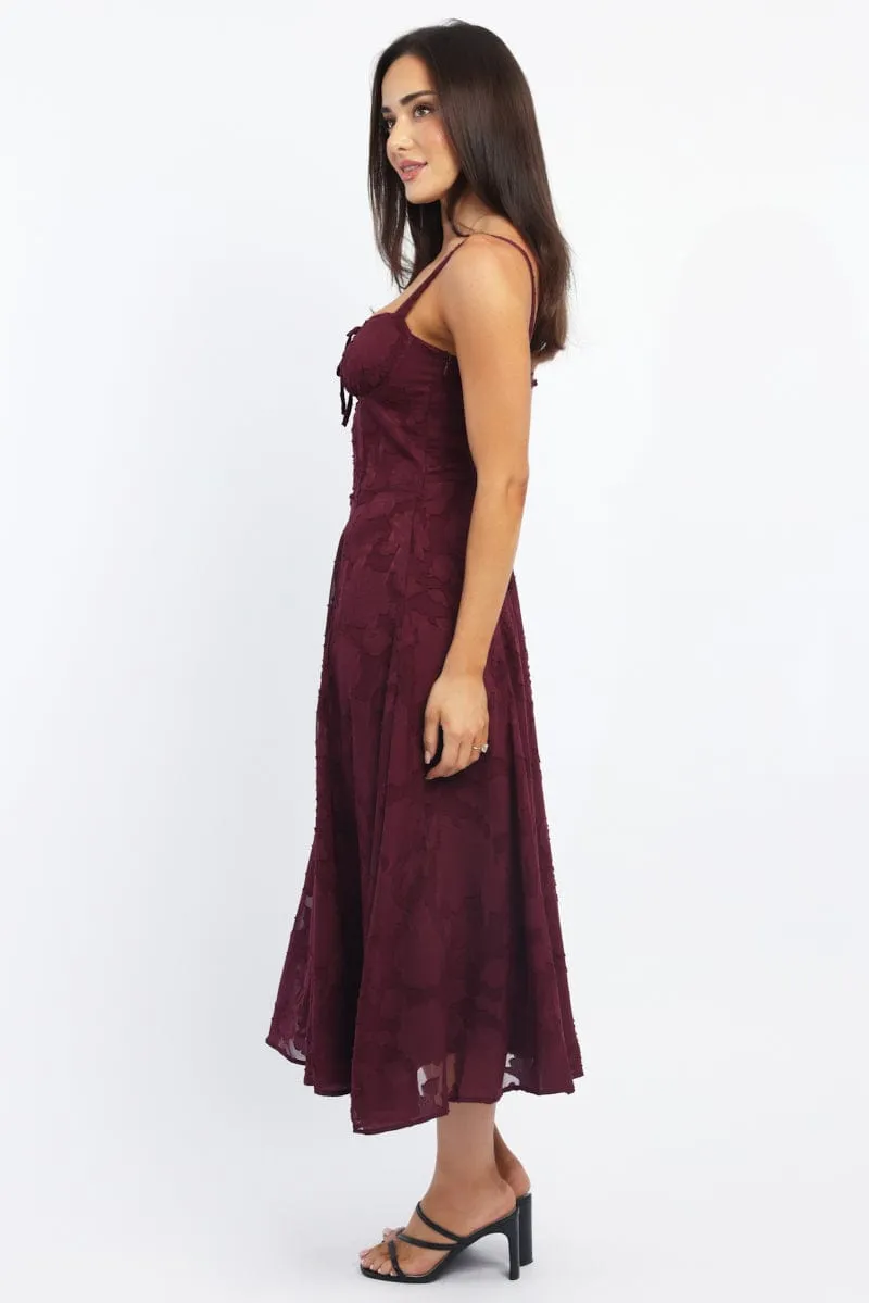 Red Midi Dress Burn Out