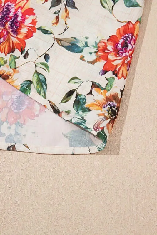 Rose Boho Floral Ruffle Mini Dress