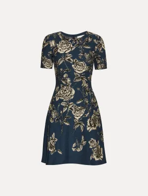 Rose Printed Jacquard Dress