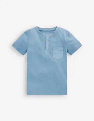 Short Sleeve Henley T-Shirt-Glacier Blue
