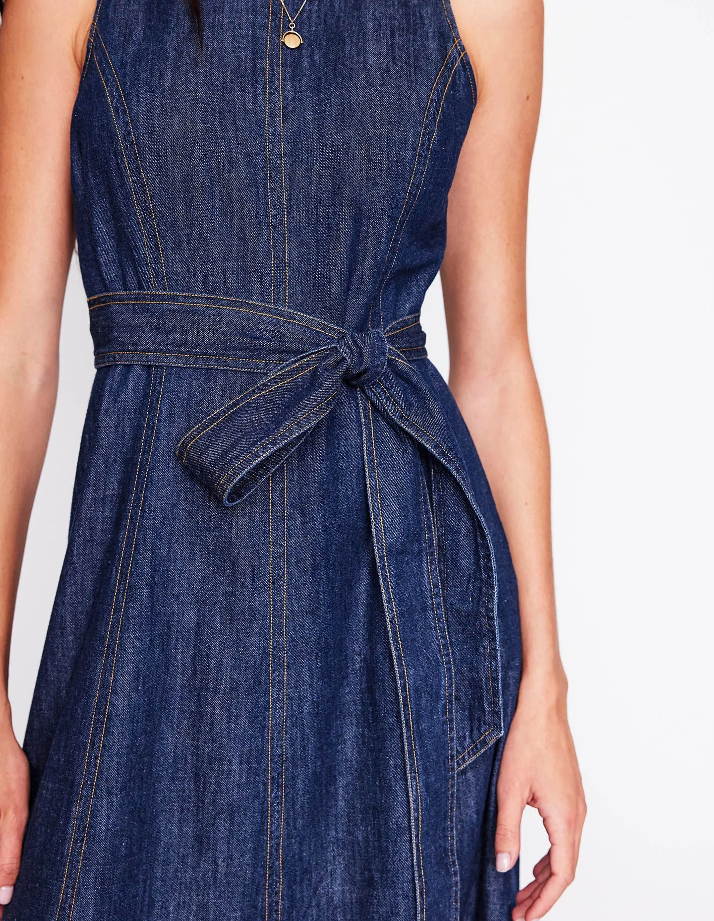 Sleeveless Denim Dress-Dark Vintage Denim