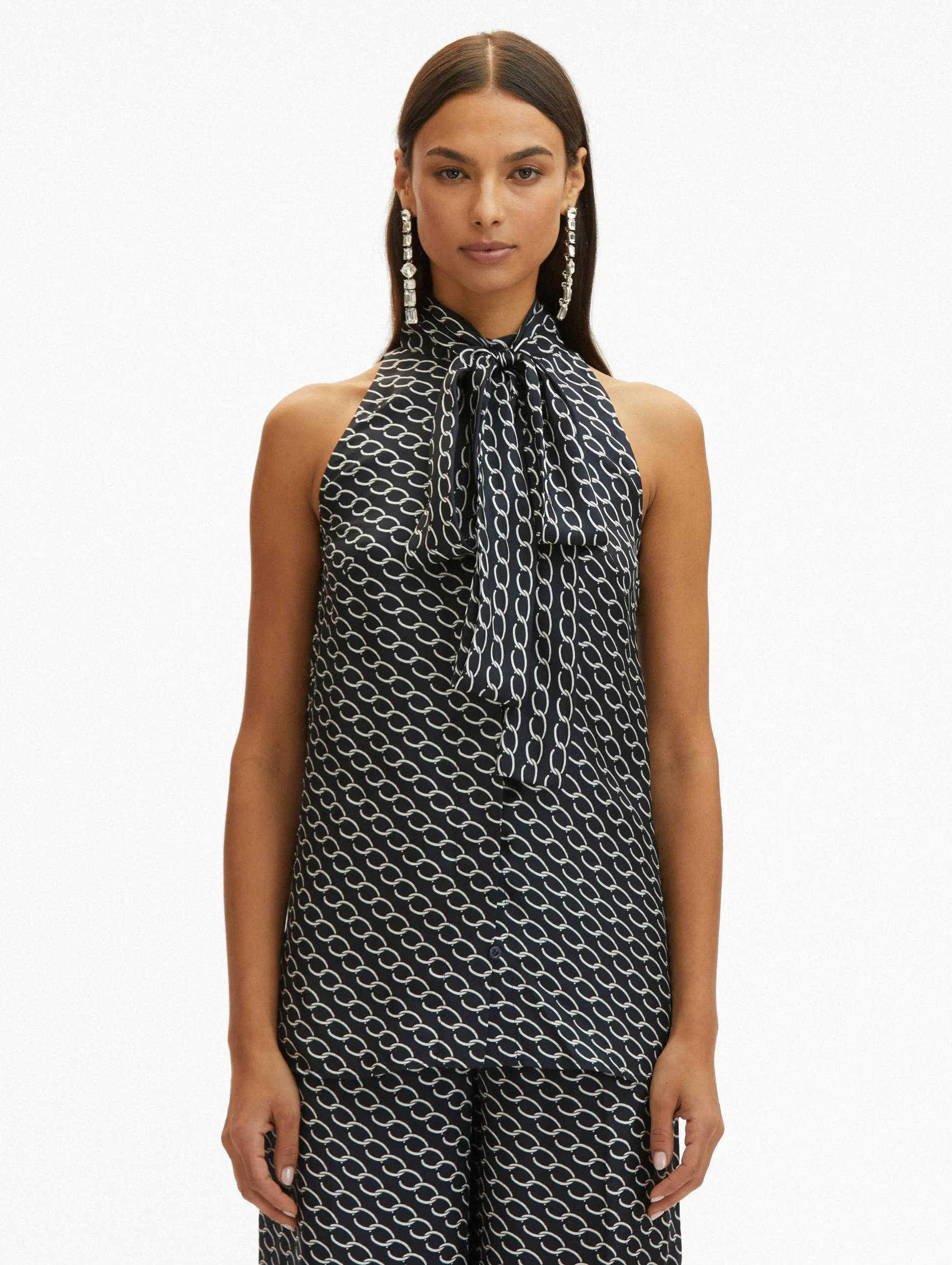 Small Oscar Chain-Link Sleeveless Blouse