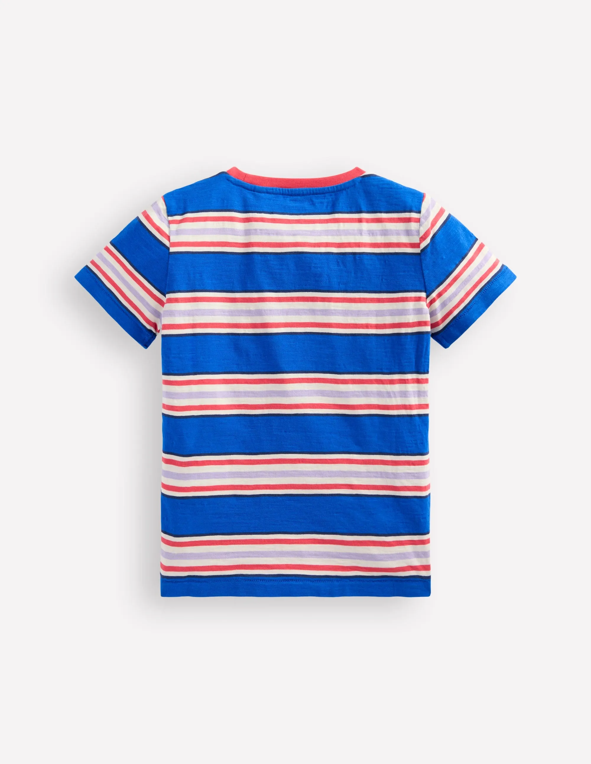 Stripe Pocket T-shirt-Princess Blue and Cayenne