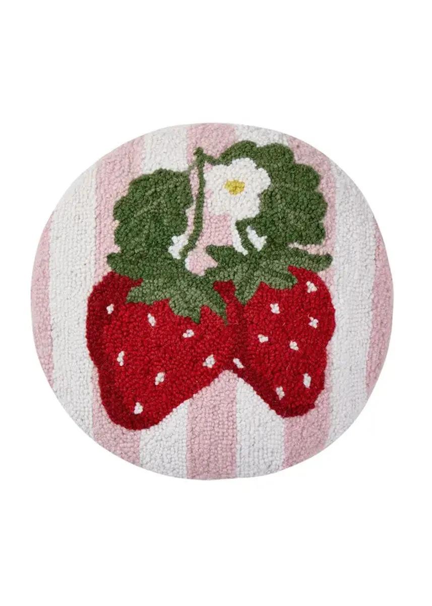 Stripe Strawberries Hook Pillow