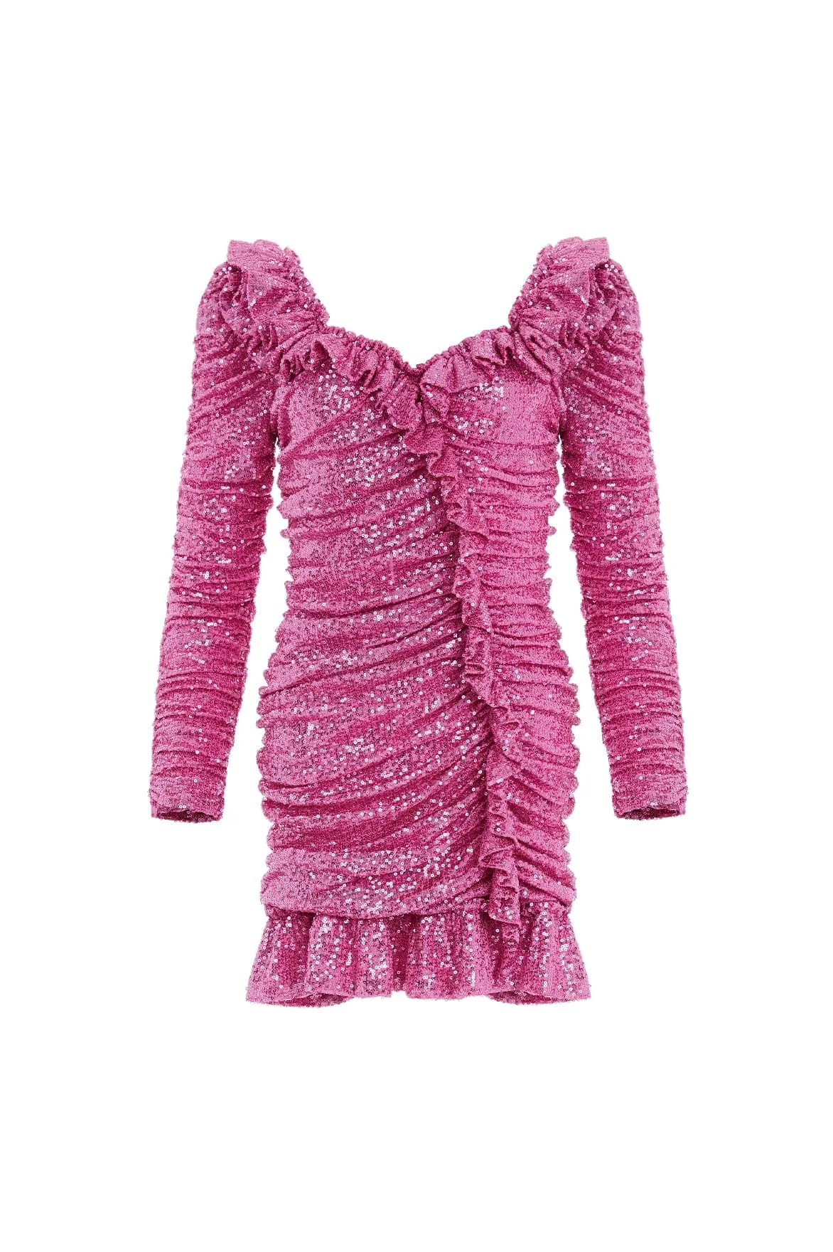 Sunbeam Rouched Long Sleeve Micro Mini Dress