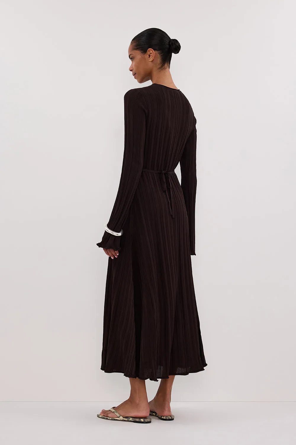 SYLVIA BITTER CHOC KNIT MIDI DRESS