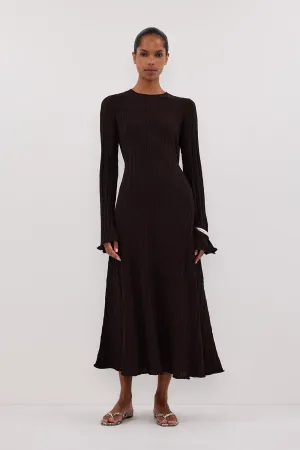 SYLVIA BITTER CHOC KNIT MIDI DRESS