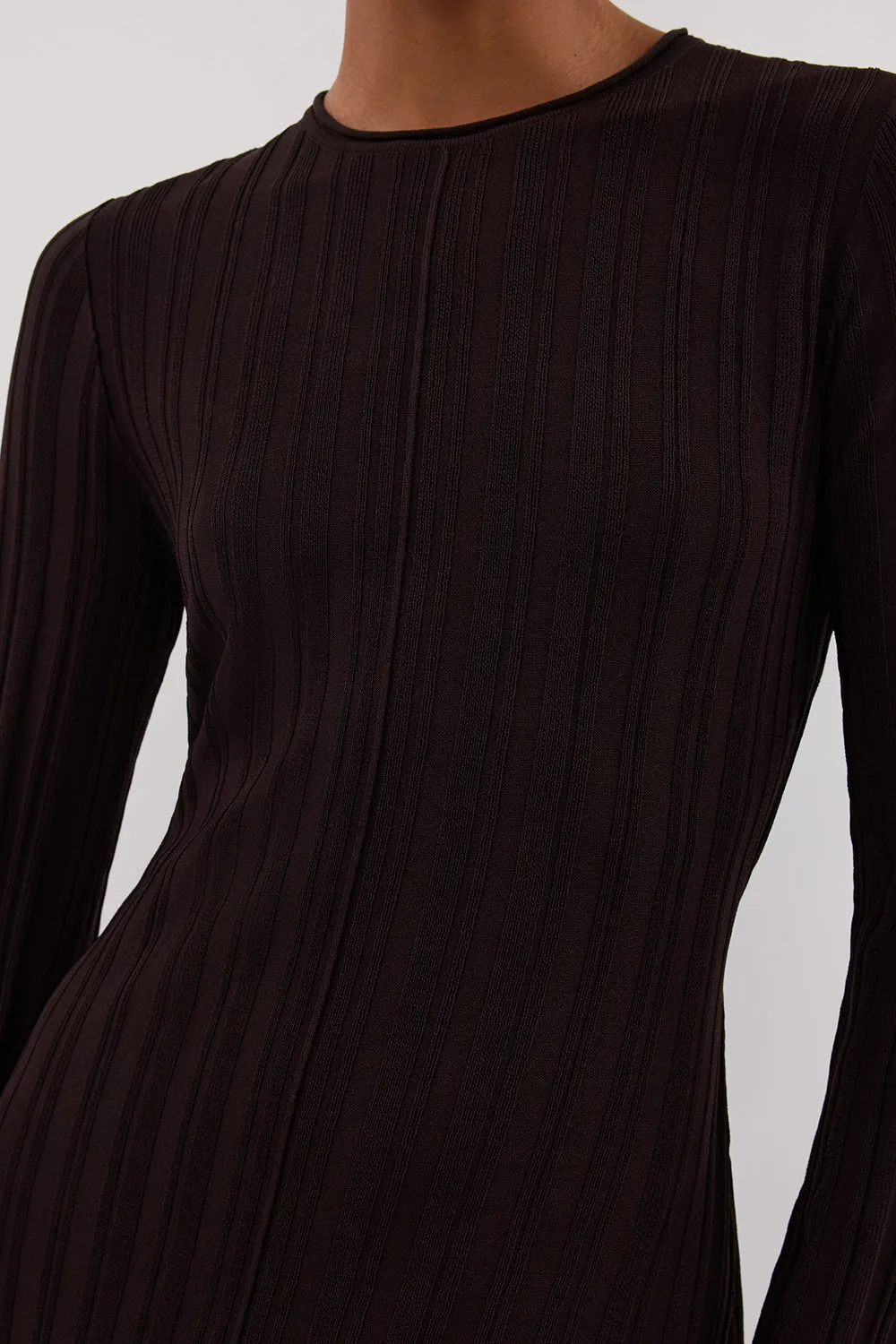 SYLVIA BITTER CHOC KNIT MIDI DRESS