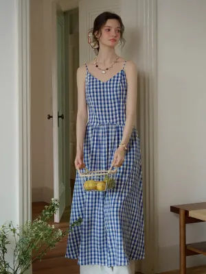 Tinsley Suspender Plaid Dress- Blue