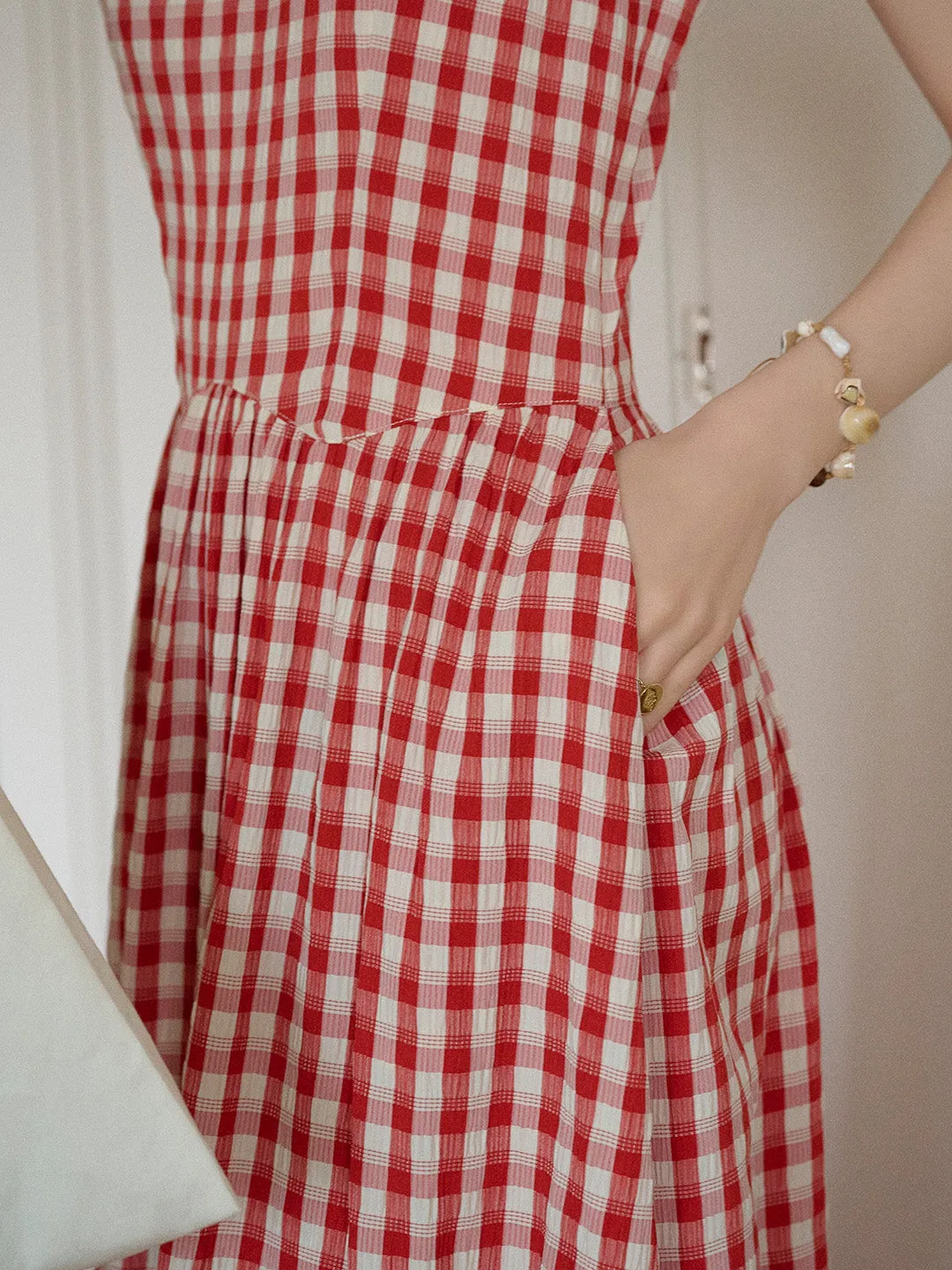 Tinsley Suspender Plaid Dress- Blue