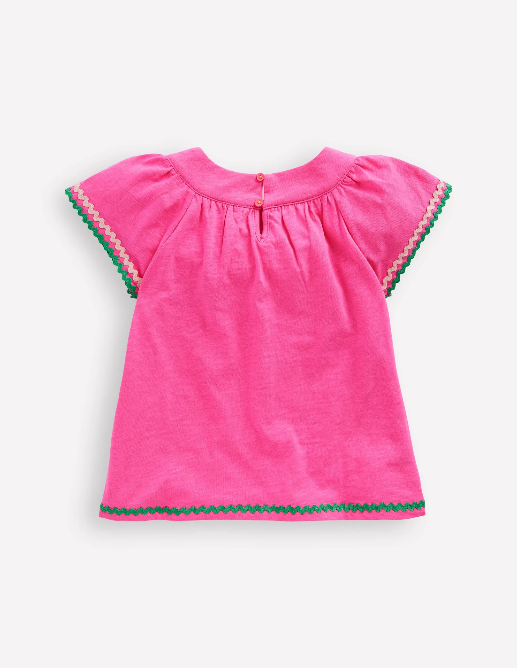 Trim Detail Pretty Top-Sorbet Pink