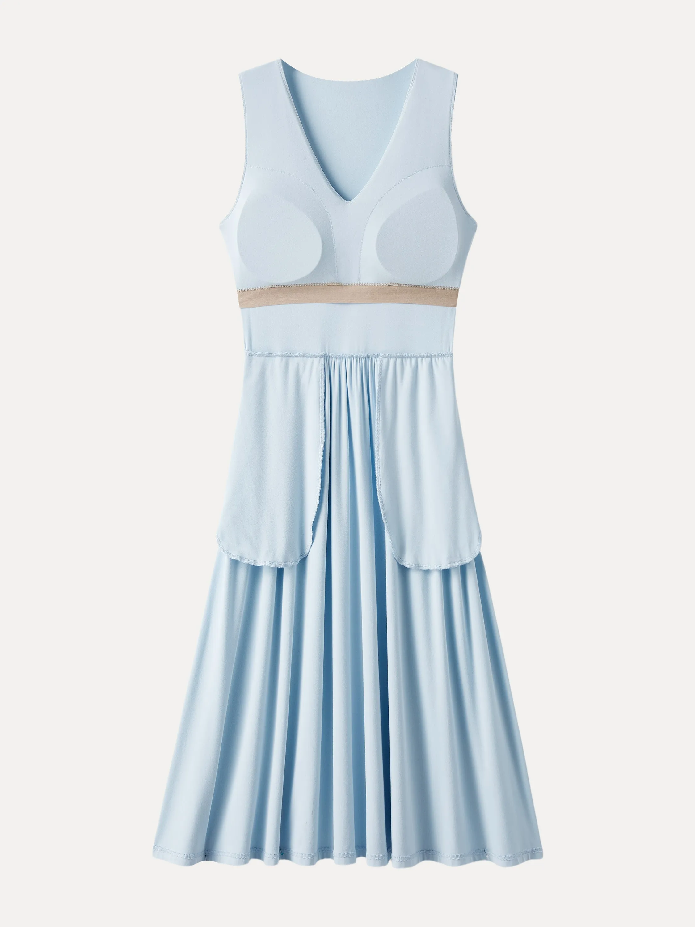 V-neck Fit-and-flare Midi Brami Dress with Pockets