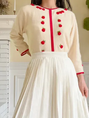 Vintage Cherry Embroidered Cardigan - S/M