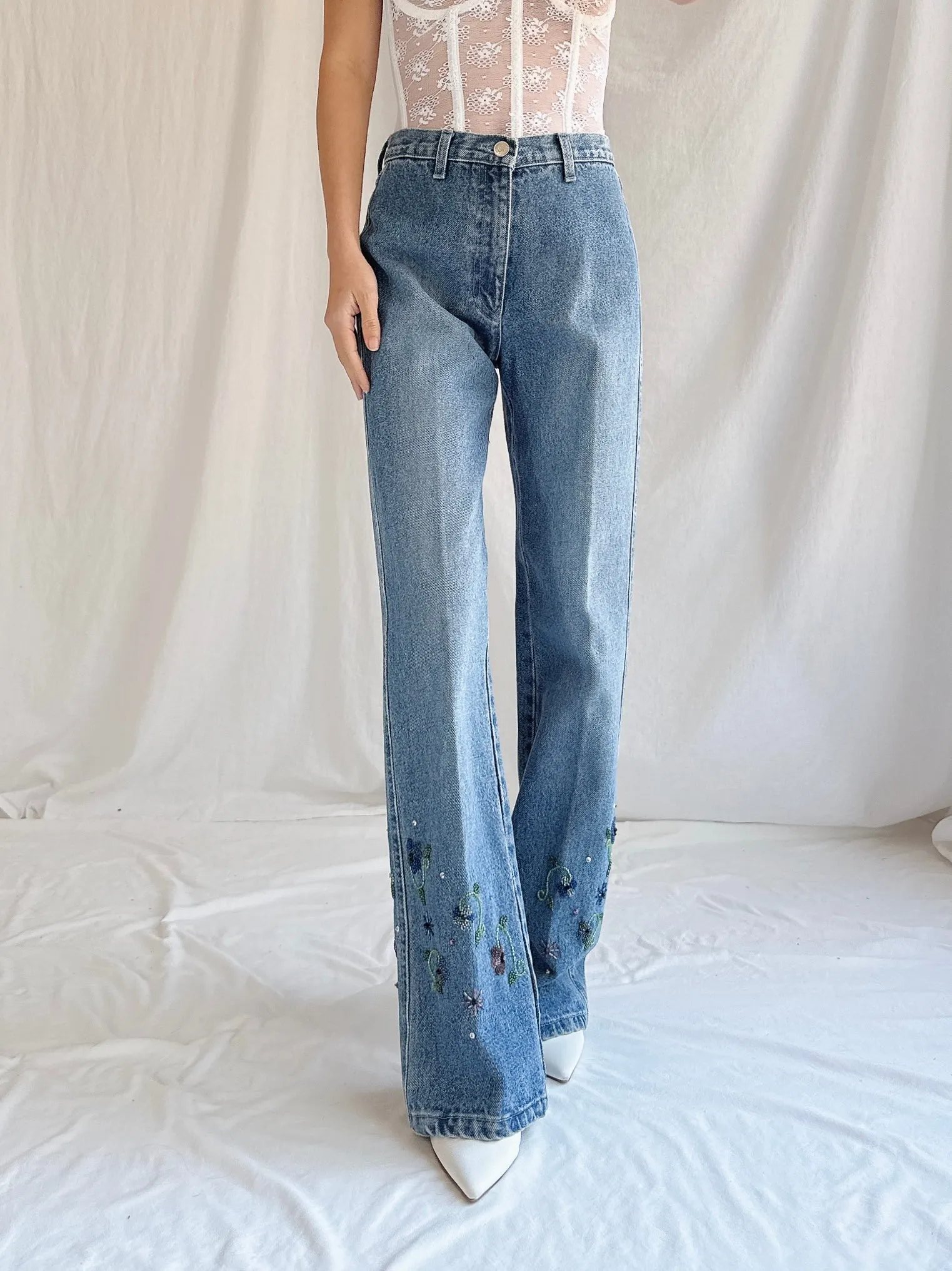 Vintage Emanuel Ungaro Paris Beaded Denim - S/26