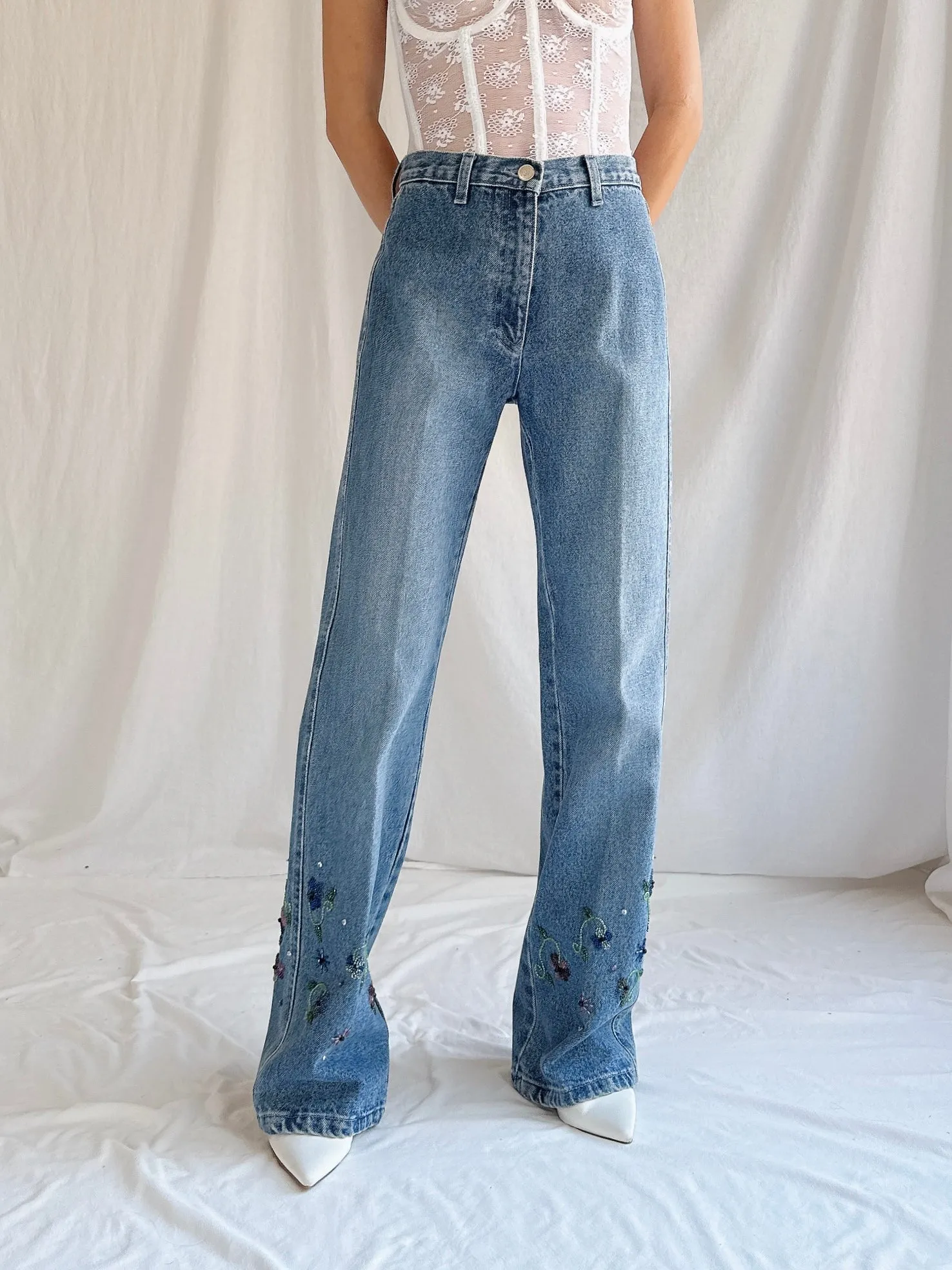 Vintage Emanuel Ungaro Paris Beaded Denim - S/26