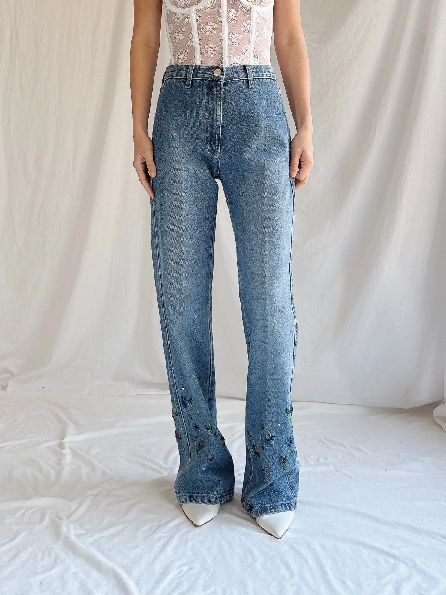 Vintage Emanuel Ungaro Paris Beaded Denim - S/26