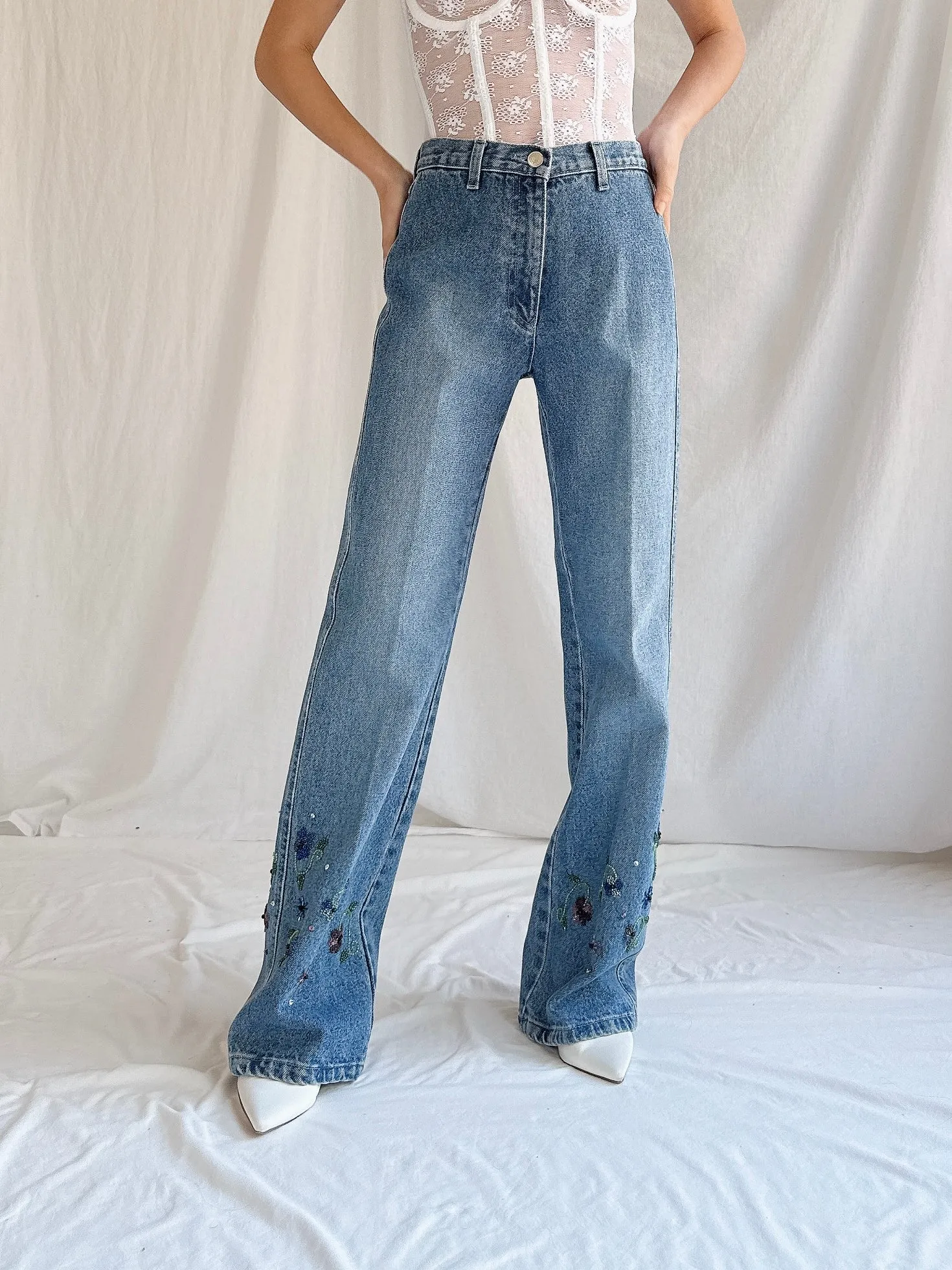 Vintage Emanuel Ungaro Paris Beaded Denim - S/26
