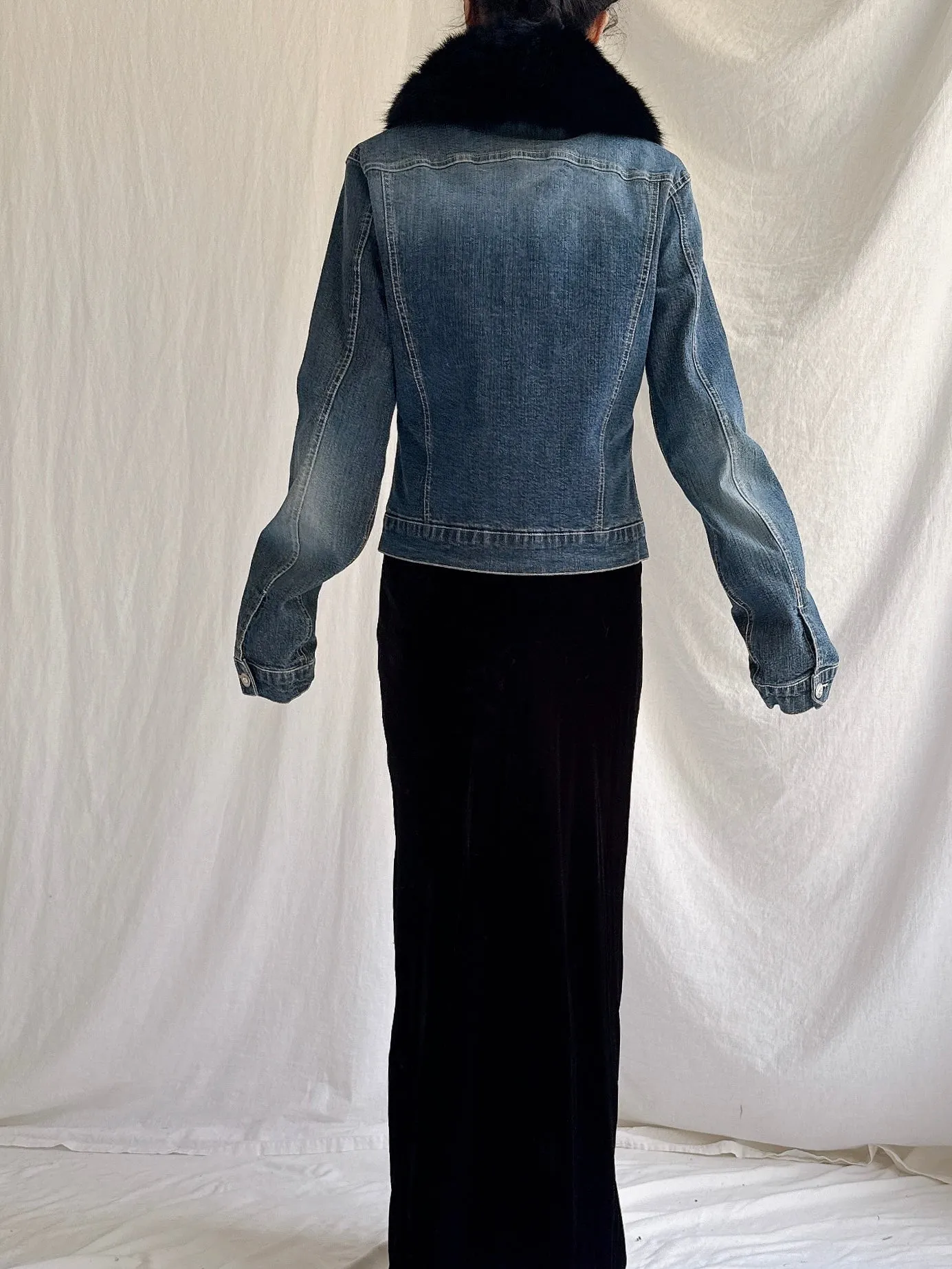 Vintage Ricci Andrist Fur Collar Denim Jacket - M/IT44