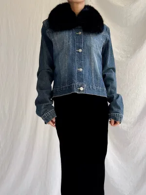 Vintage Ricci Andrist Fur Collar Denim Jacket - M/IT44