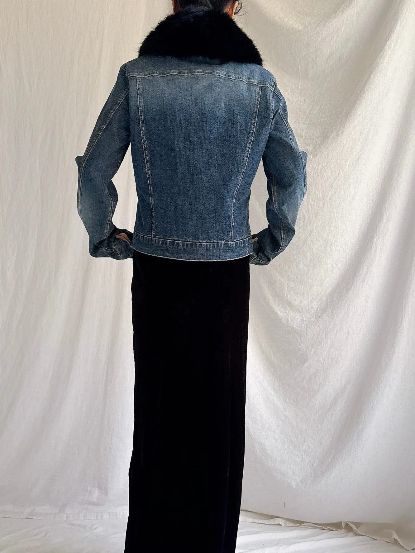 Vintage Ricci Andrist Fur Collar Denim Jacket - M/IT44