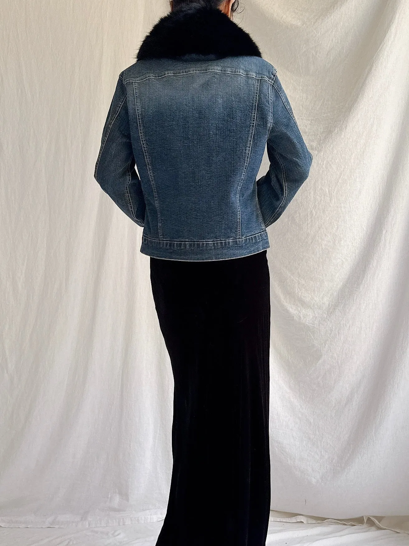Vintage Ricci Andrist Fur Collar Denim Jacket - M/IT44