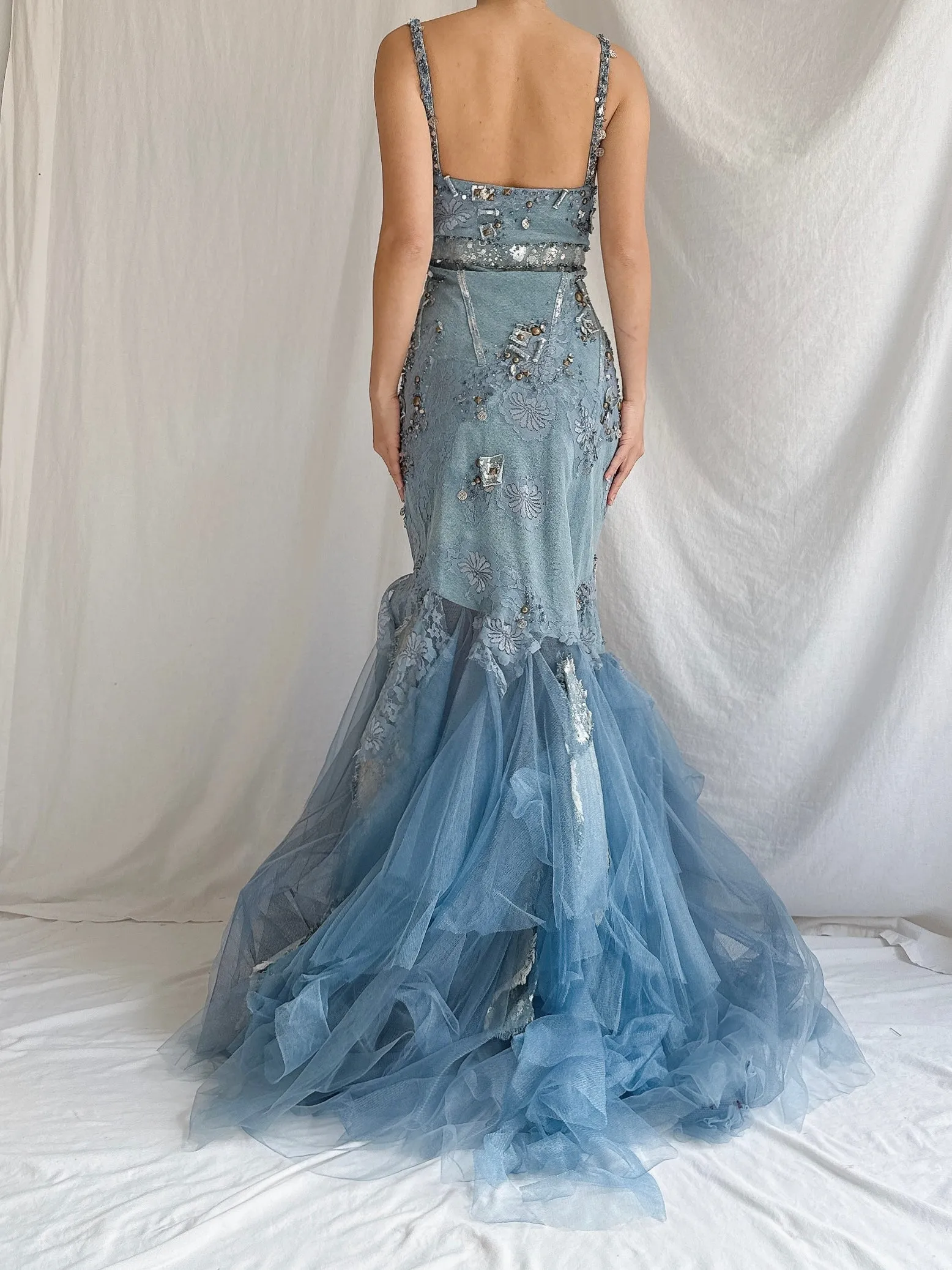 Vintage ROMA Italy Denim Embellished Dress - M/L IT42