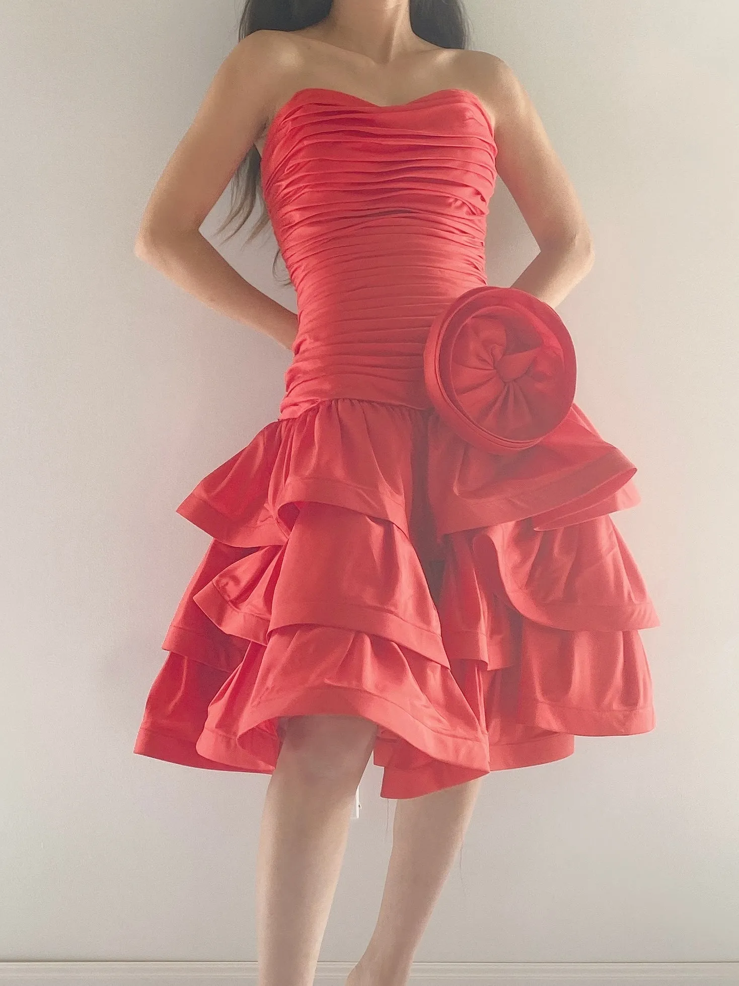 Vintage Shirred Dropped Waist Dress - XS