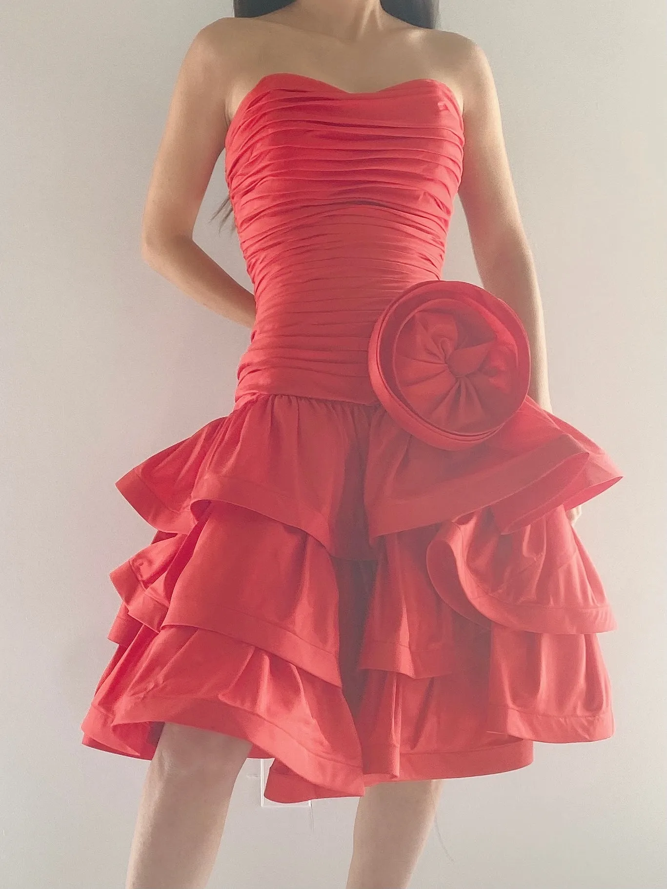 Vintage Shirred Dropped Waist Dress - XS