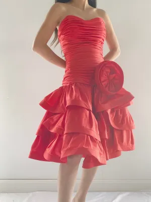 Vintage Shirred Dropped Waist Dress - XS