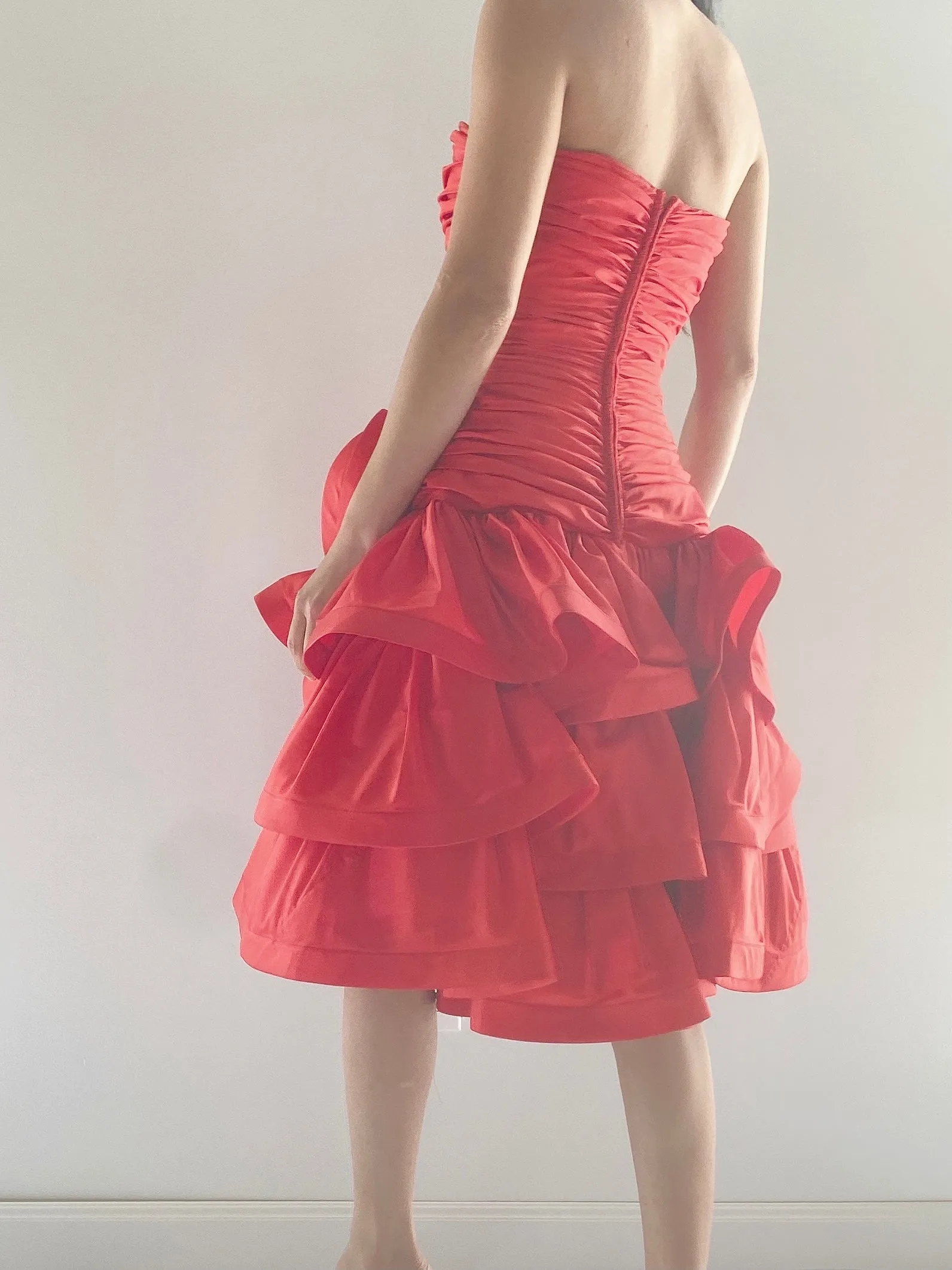 Vintage Shirred Dropped Waist Dress - XS