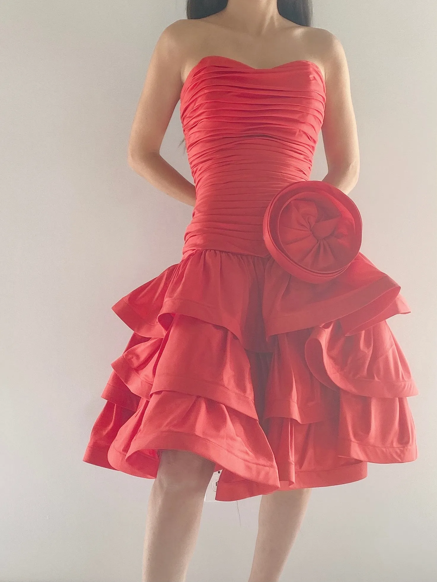 Vintage Shirred Dropped Waist Dress - XS