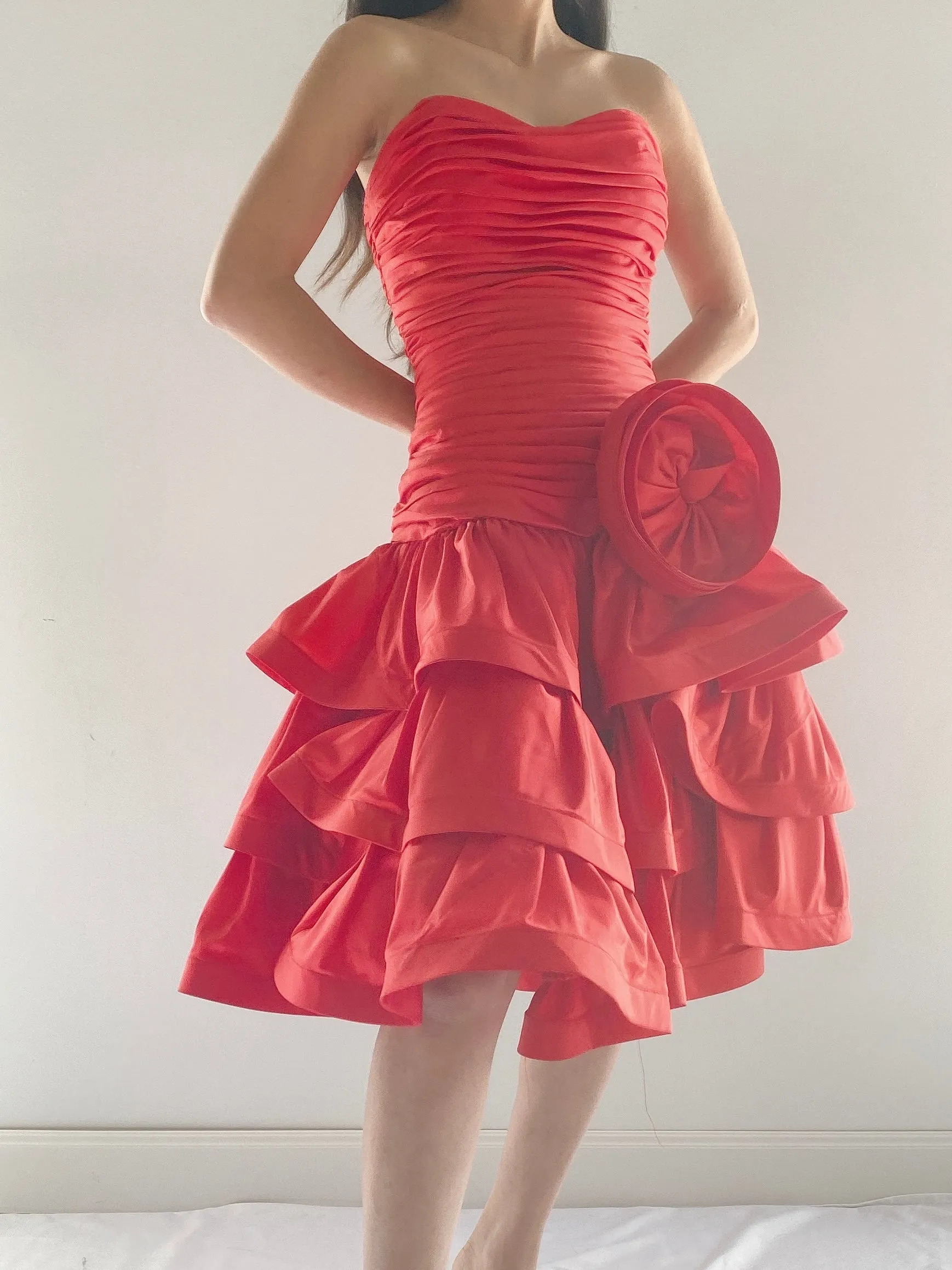Vintage Shirred Dropped Waist Dress - XS