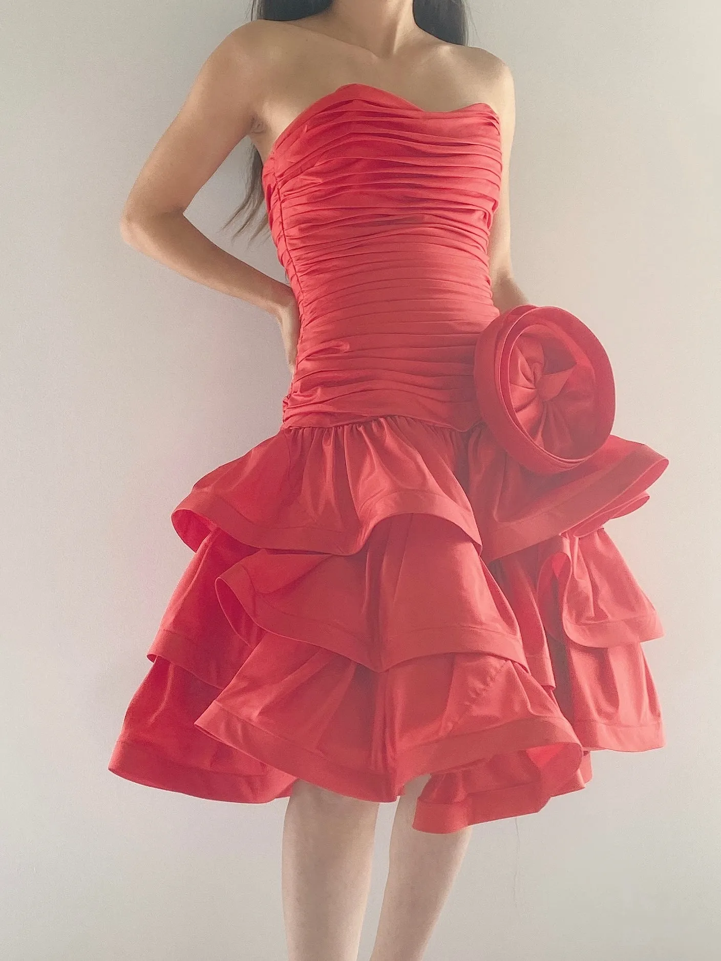Vintage Shirred Dropped Waist Dress - XS