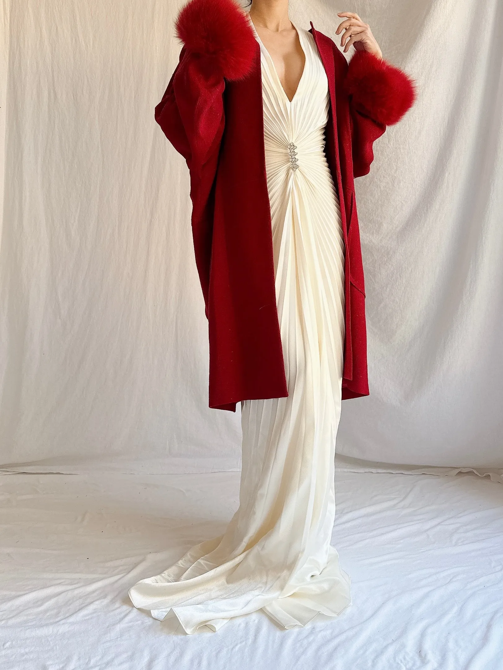 Vintage Wool Fox Fur Coat - M