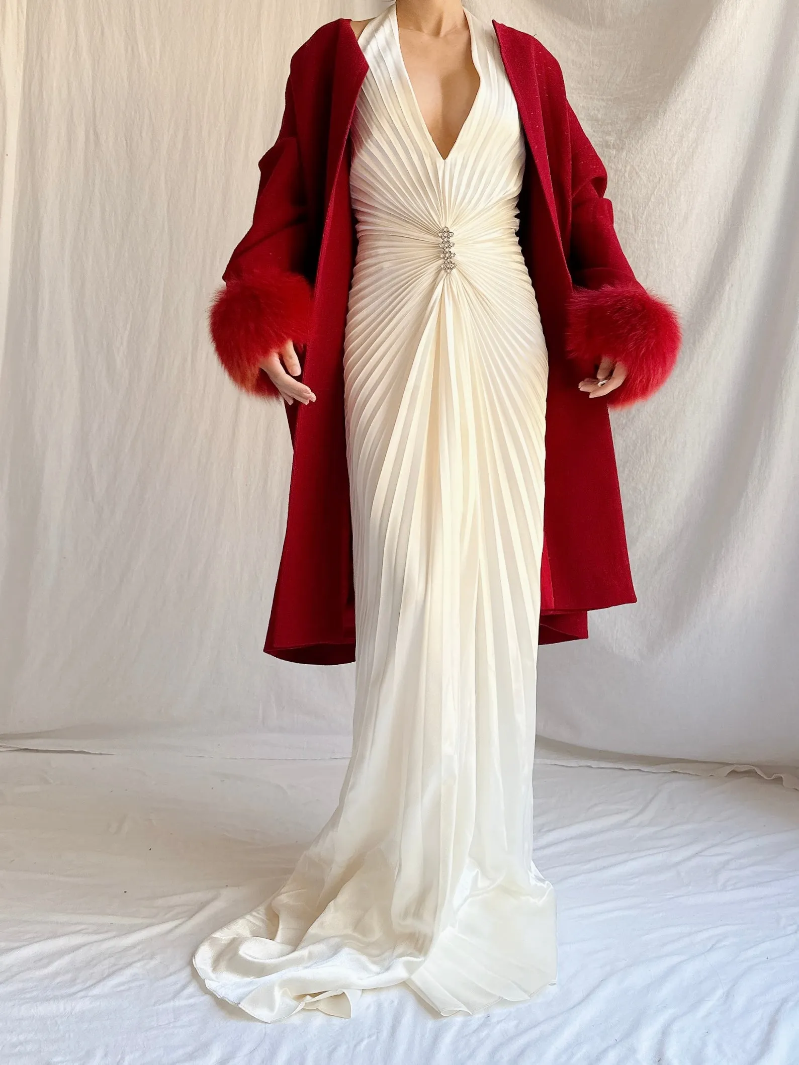Vintage Wool Fox Fur Coat - M