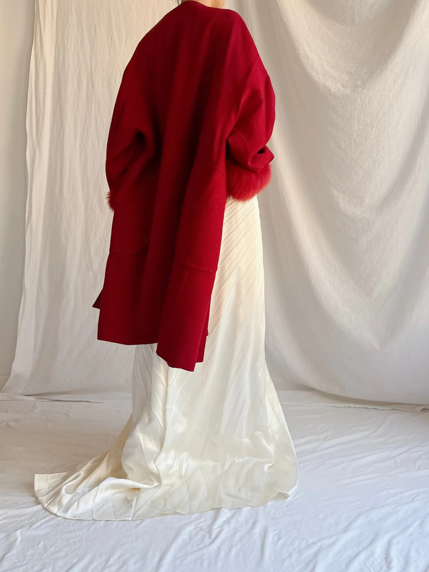 Vintage Wool Fox Fur Coat - M