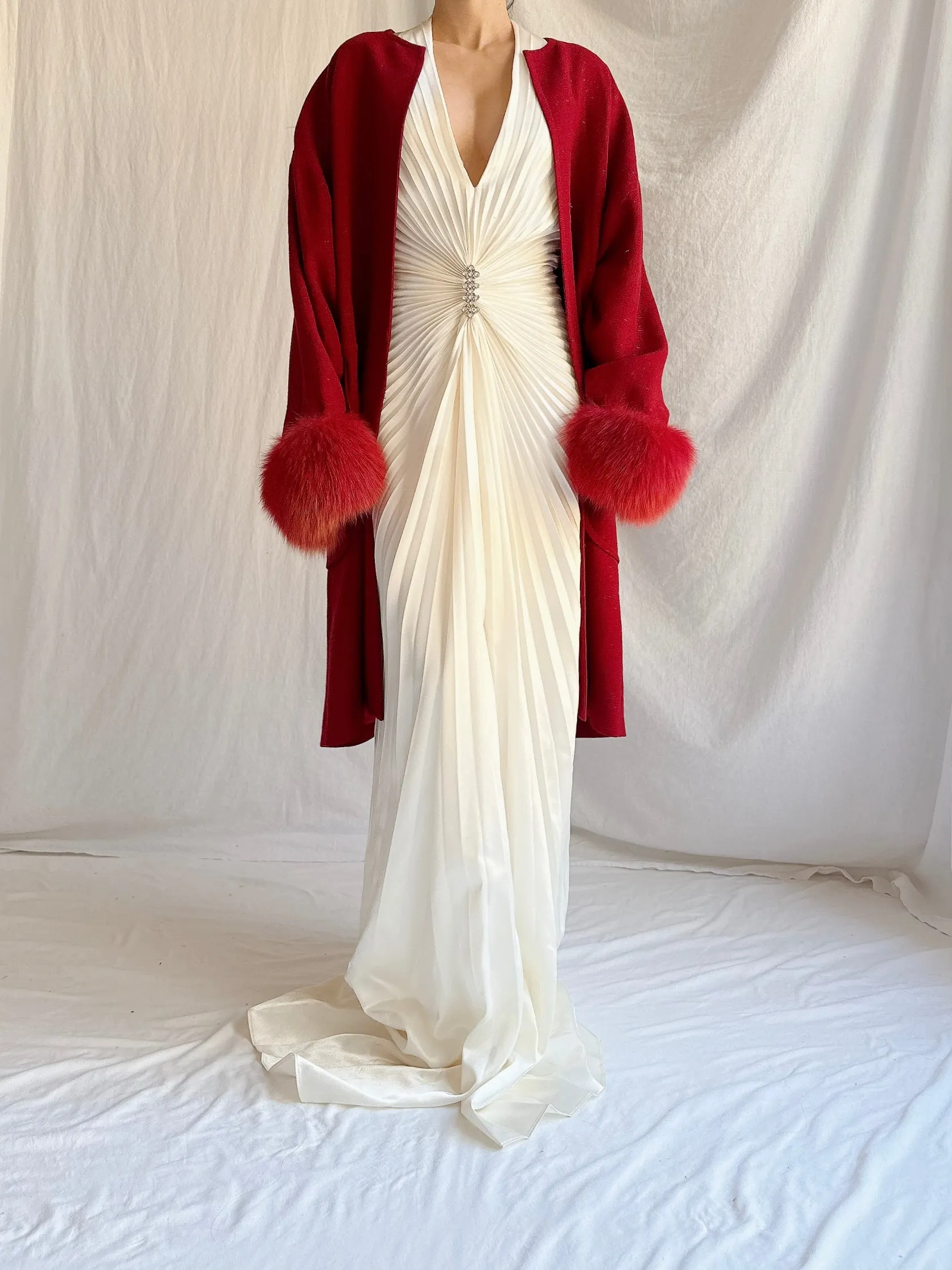 Vintage Wool Fox Fur Coat - M