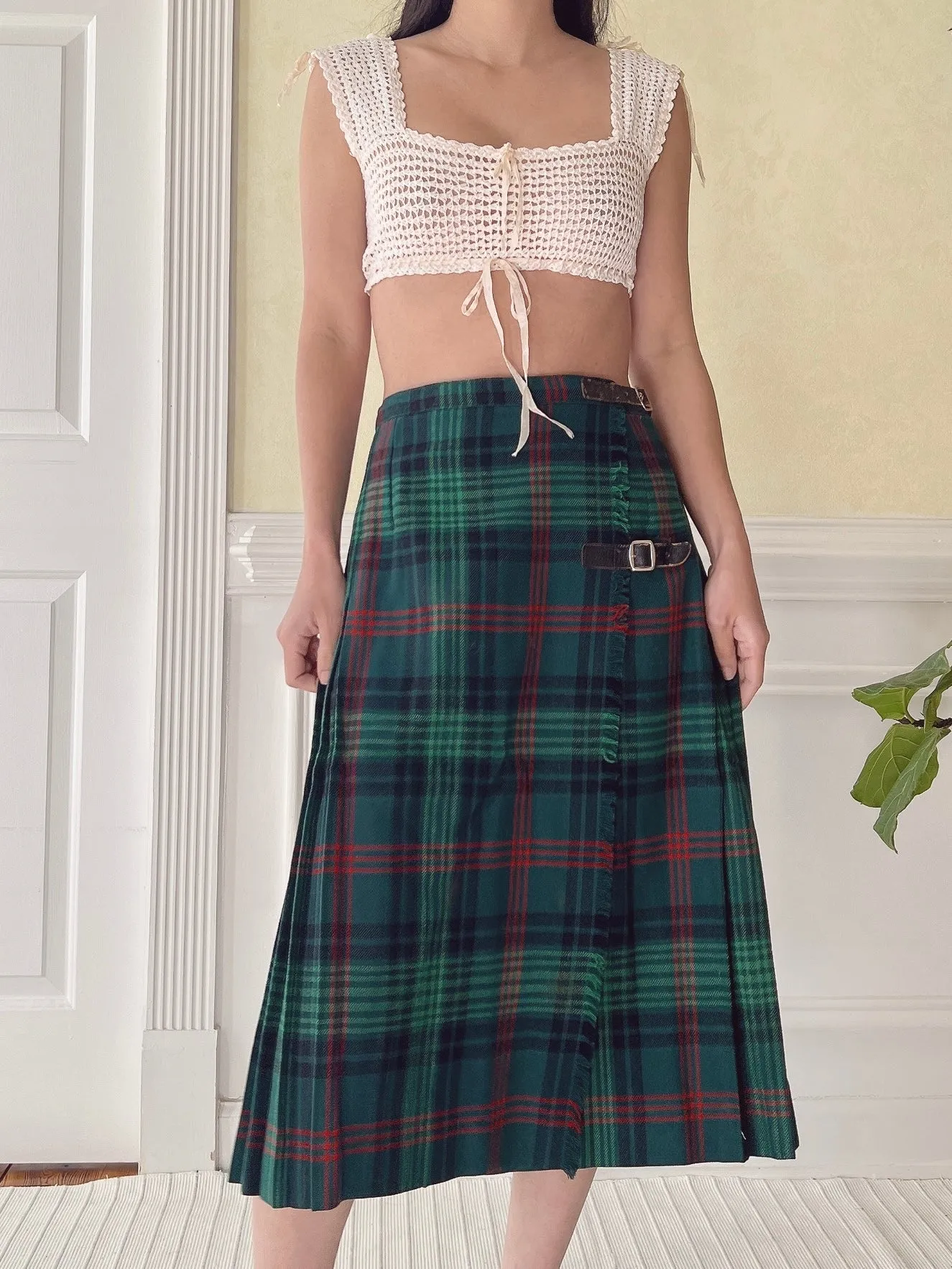 Vintage Wool Plaid Skirt - XS