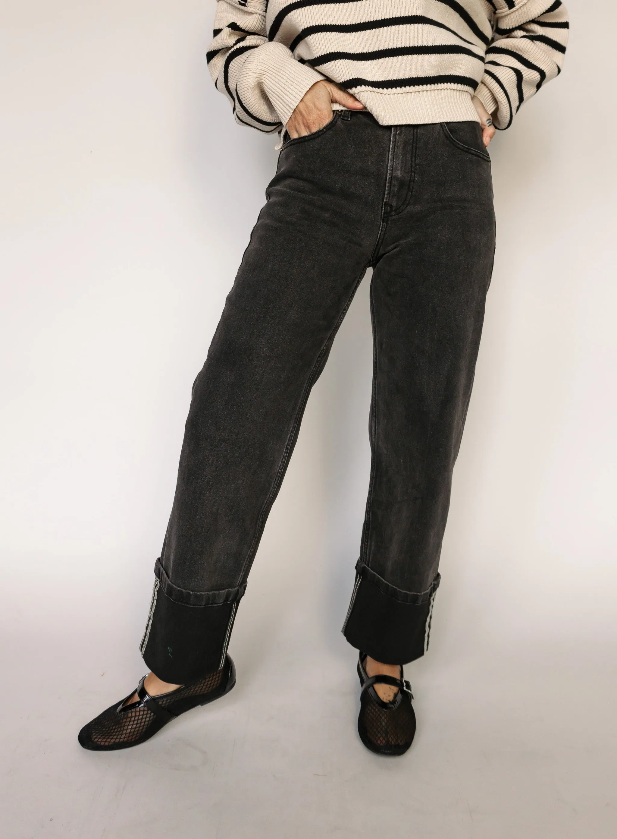 Weston Cuffed Black Denim - Final Sale