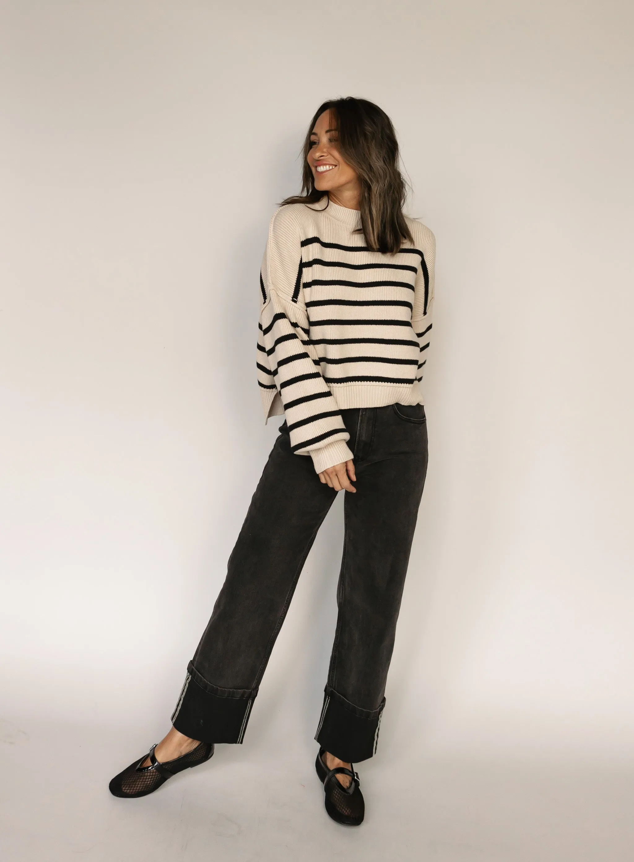 Weston Cuffed Black Denim - Final Sale